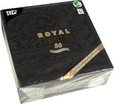 50 servietter ROYAL Collection 1/4 gange 40 X 40 sorte "Ornamenter"