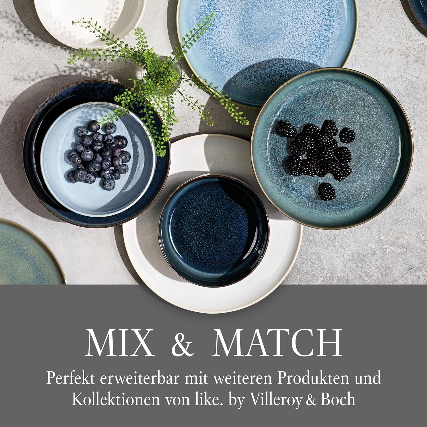 ligesom. af Villeroy & Boch – Madlavningssæt i bomuld 4 teilig Weiß, Spülmaschinenfest, Mikrowellensicher, Geschirrset, Tafelservice Modern, Speiseteller, Tiefe Teller, Pottery-Look, Premium Porzellan