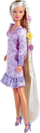 Simba 105733640 - Steffi Love Flower Hair, dukke med ekstra langt hår, inkluderer 6 clips, flettilbehør og kam, 29 cm, i alderen 3+