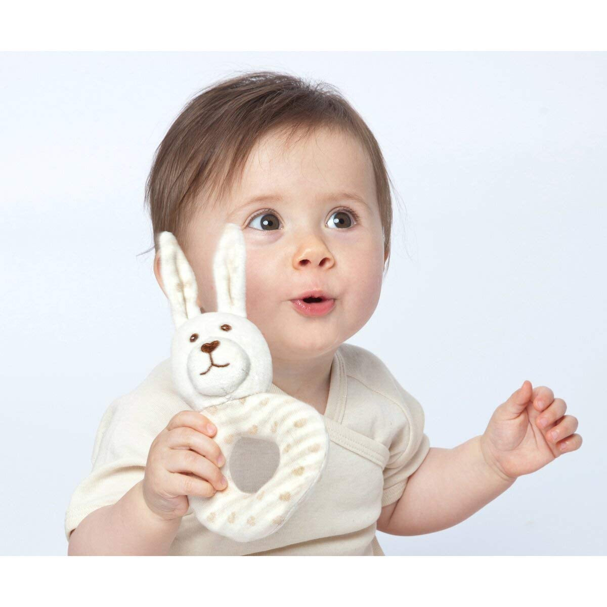 GRÜNSPECHT økologisk stof 100% økologisk bomuld, babylegetøj, blød kramme, fødselsdagsgave, dåb, baby shower, GOTS, beige (619-00) Bebe Toys Naty Shop