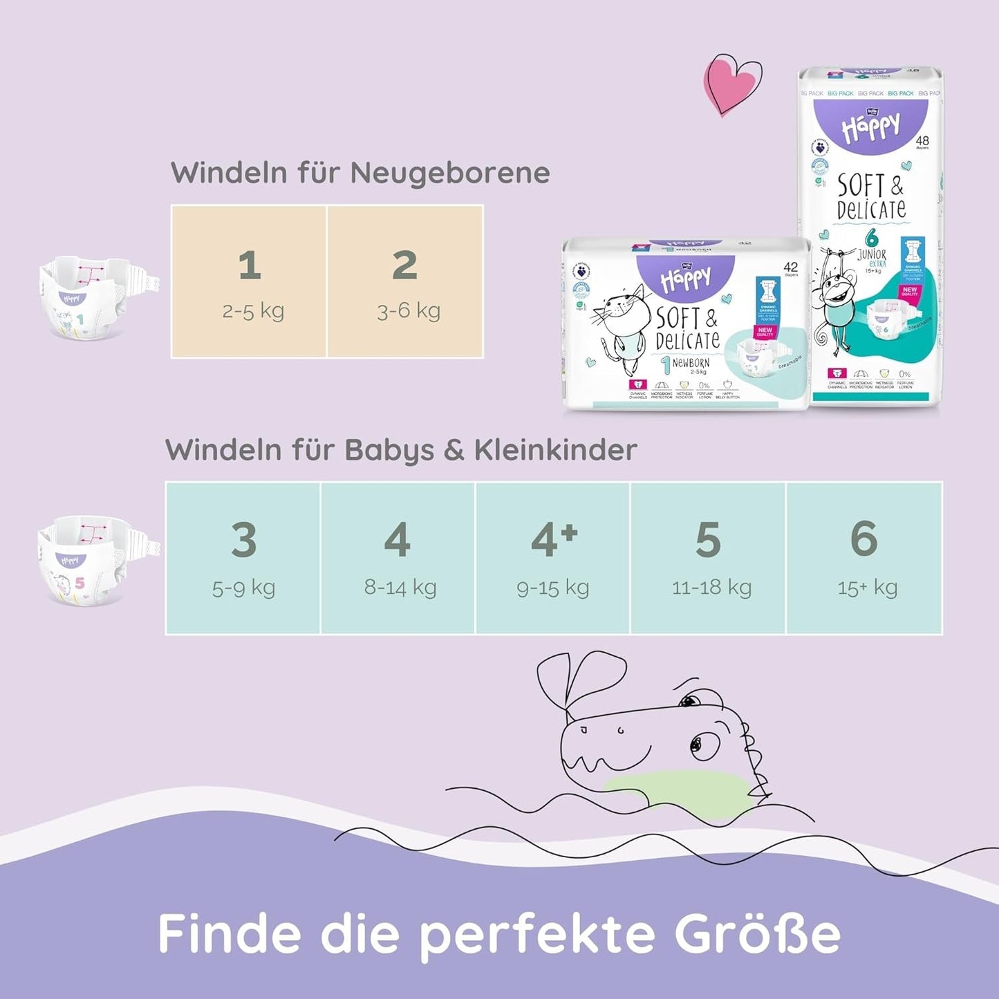 Bella Baby Happy Premium bleer, str. 6, Junior Extra, 15+ kg, 96 styk, DERMATEST og OEKO-TEX Seal, engangs babybleer
