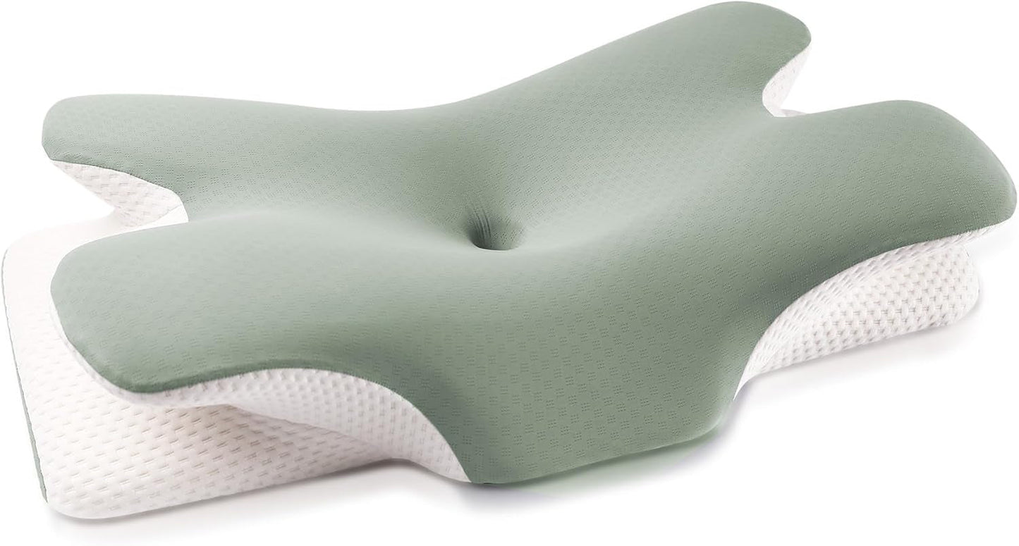 MULISOFT Memory Foam Pude, Komfortabel Hovedpude, Nakkestøttepude, Ergonomisk Side Sovepude (Grå) Cervikale ortopædiske puder Naty Shop Hilsen