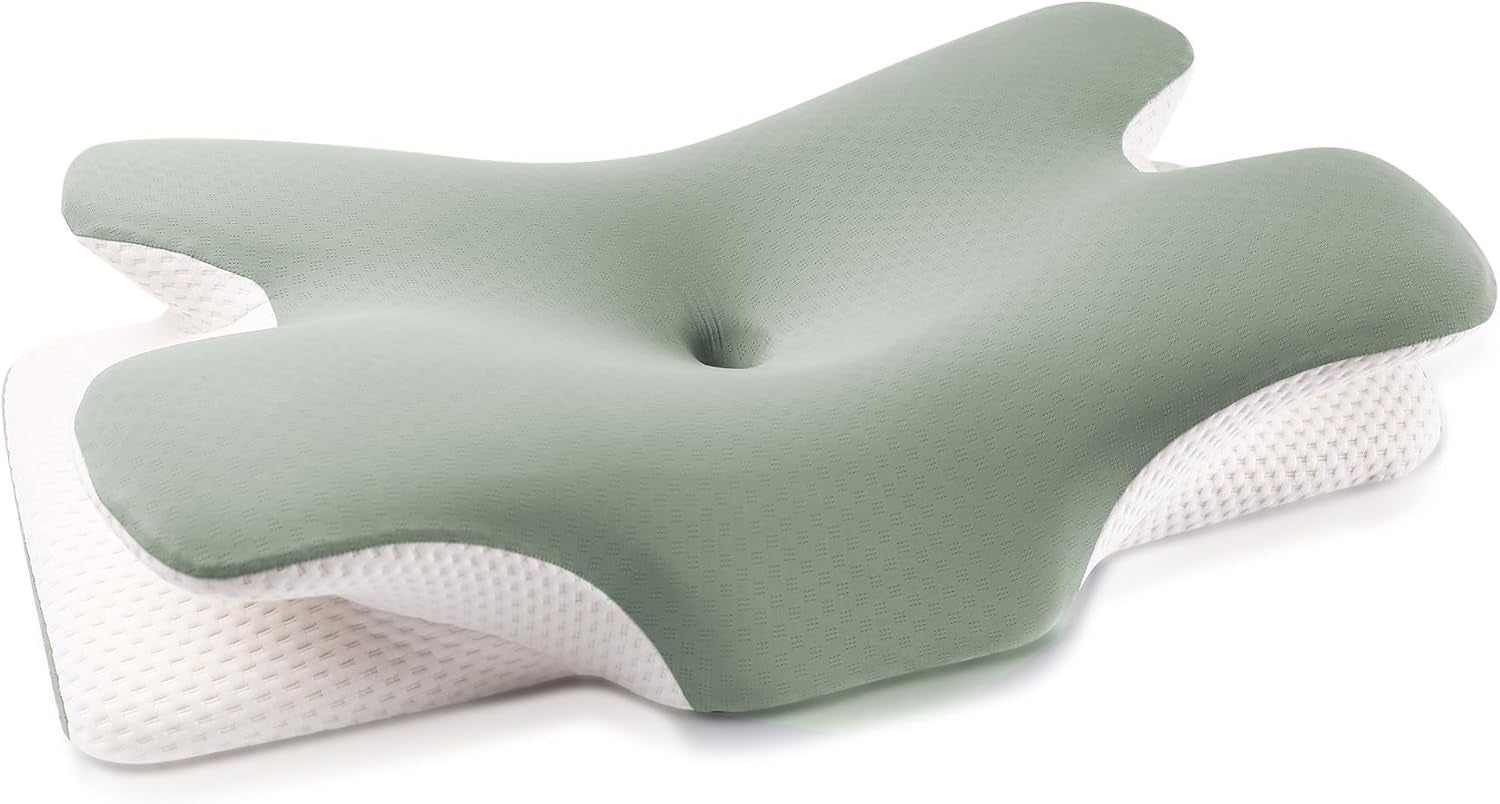 MULISOFT Memory Foam Pude, Komfortabel Hovedpude, Nakkestøttepude, Ergonomisk Side Sovepude (Grå) Cervikale ortopædiske puder Naty Shop Hilsen