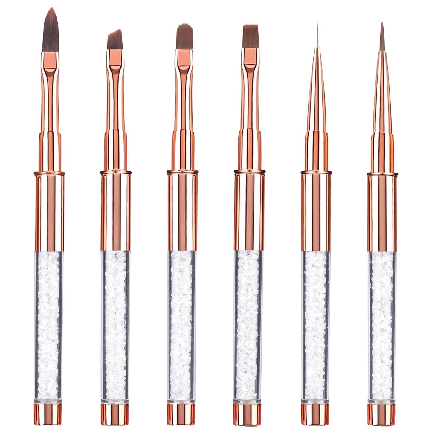 6 stk neglebørster med hætte Nail UV Gel Akryl neglebørste Nail Gel Brush Delvis Nail Art børstesæt