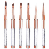 6 stk neglebørster med hætte Nail UV Gel Akryl neglebørste Nail Gel Brush Delvis Nail Art børstesæt