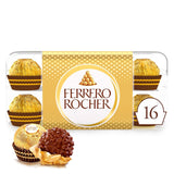 Ferrero Rocher - Sprøde og cremede hasselnøddepraliner - Valentinsdagsgave til ham og hende - 16 pakker med 4 individuelle praliner