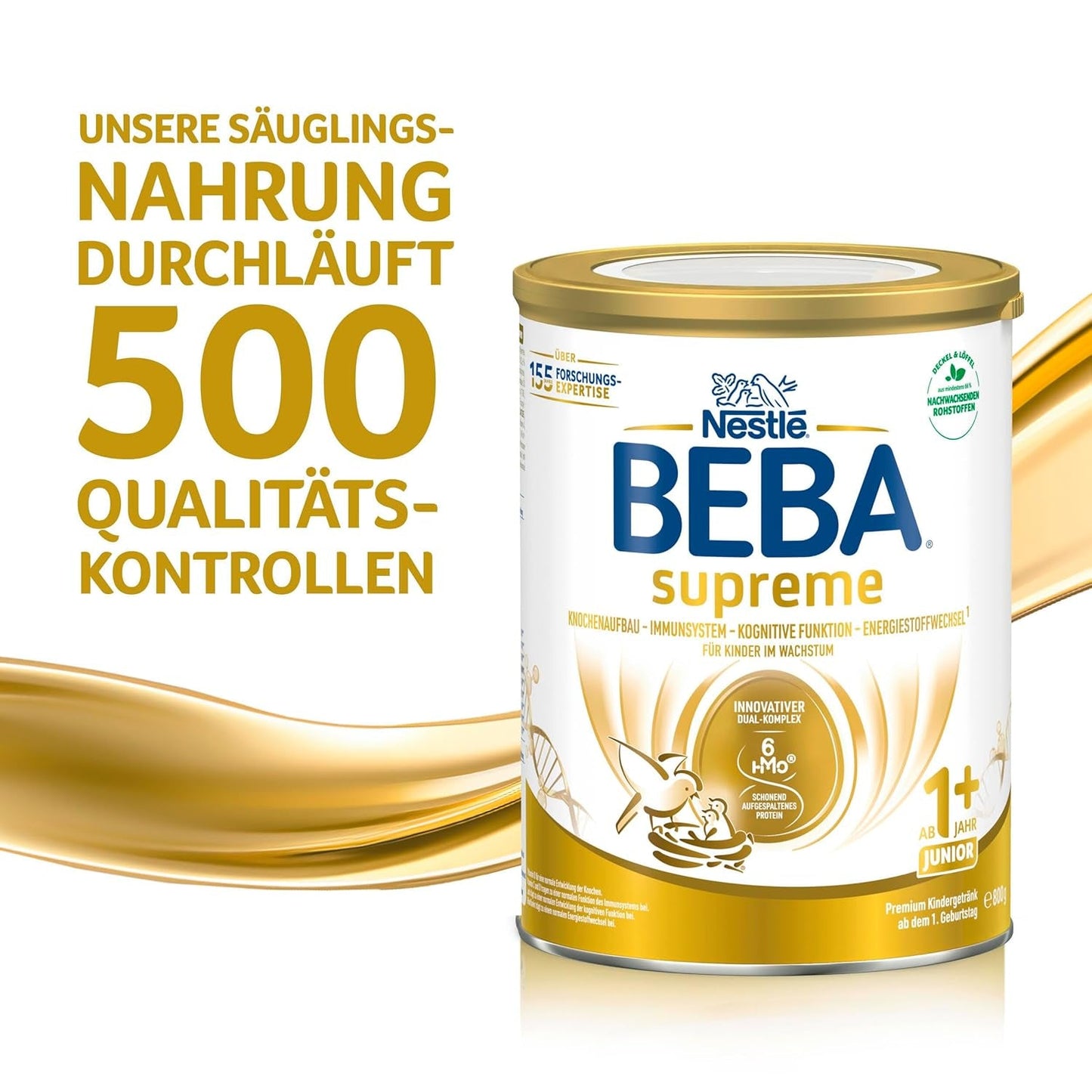 BEBA SUPREME JUNIOR 1 Plus - Drik til børn fra 1 år, med kompleks 6 HMO, laktosefri, palmeoliefri, fiskeoliefri, mad til små børn, babymælkpulver, pakke med 6 (6 x 800g)