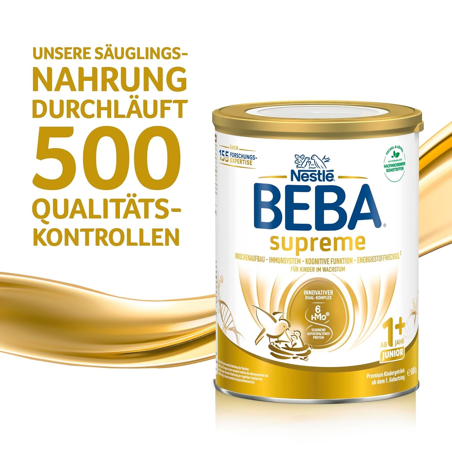 BEBA SUPREME JUNIOR 1 Plus - Drik til børn fra 1 år, med kompleks 6 HMO, laktosefri, palmeoliefri, fiskeoliefri, mad til små børn, babymælkpulver, pakke med 6 (6 x 800g)