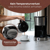 Clatronic® kaffemaskine med termokande til 8–10 kopper kaffe (ca. 1,2 l) | Kaffemaskine med filter i rustfrit stål | Dobbeltvæg termokande | Intet temperaturtab | Kaffemaskine 800 W | KA 3805