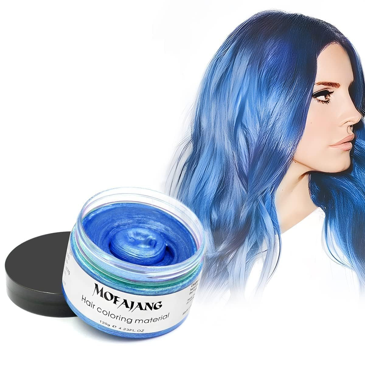 Midlertidig hårfarve 4,23 ounce farvevoks til mænd Kvinder Vaskbar naturlig farve Pomade Øjeblikkelig hårfarve til fest Cosplay Halloween (rød) Naty Shop Hårfarve Blå 120G (1 pakke)