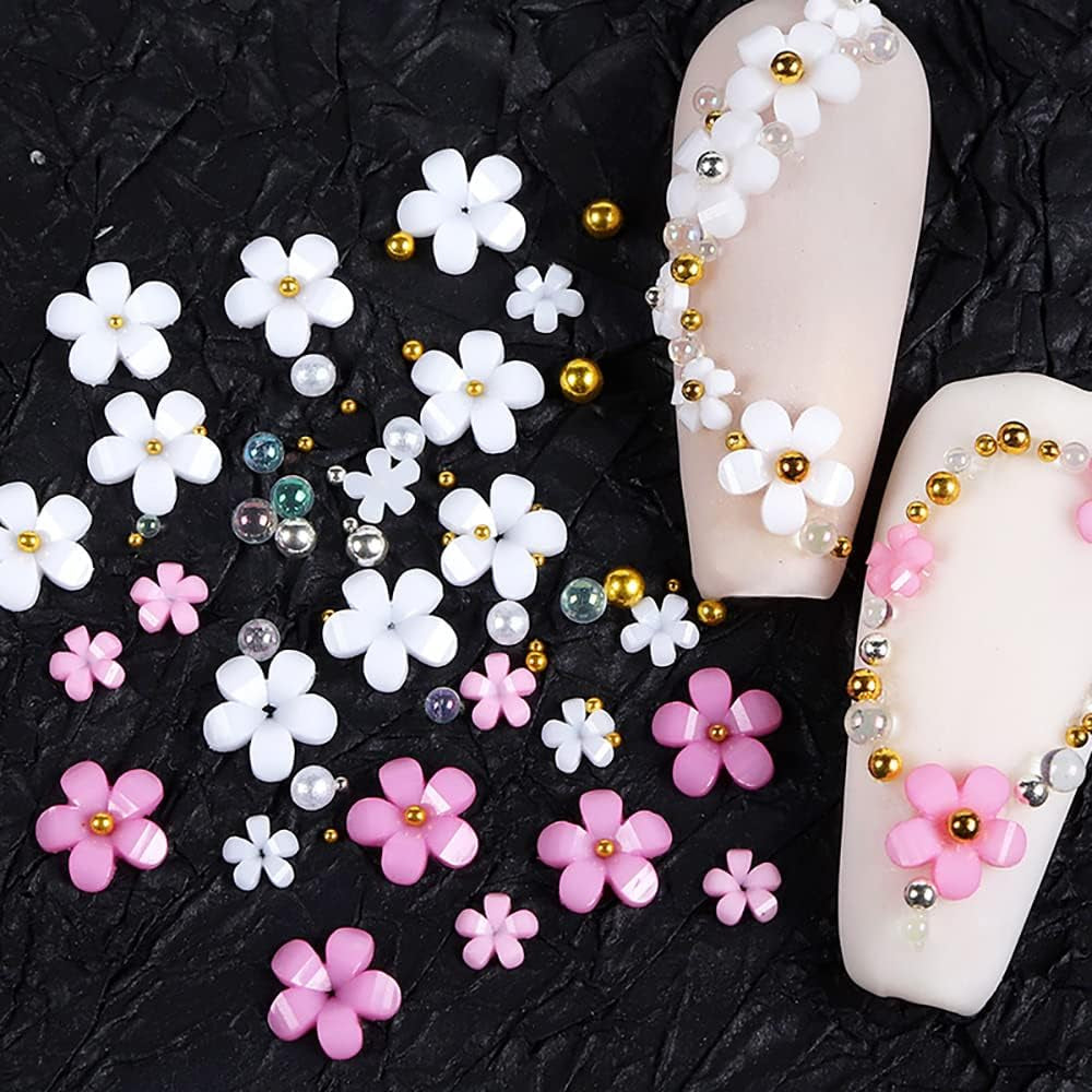 3D blomsternegle, 6 gitter, blomsterneglebetræk, akrylnegle-rhinestones, negletilbehør, DIY-forårsnegledekorationer