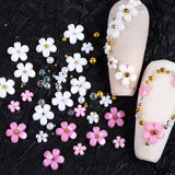 3D blomsternegle, 6 gitter, blomsterneglebetræk, akrylnegle-rhinestones, negletilbehør, DIY-forårsnegledekorationer