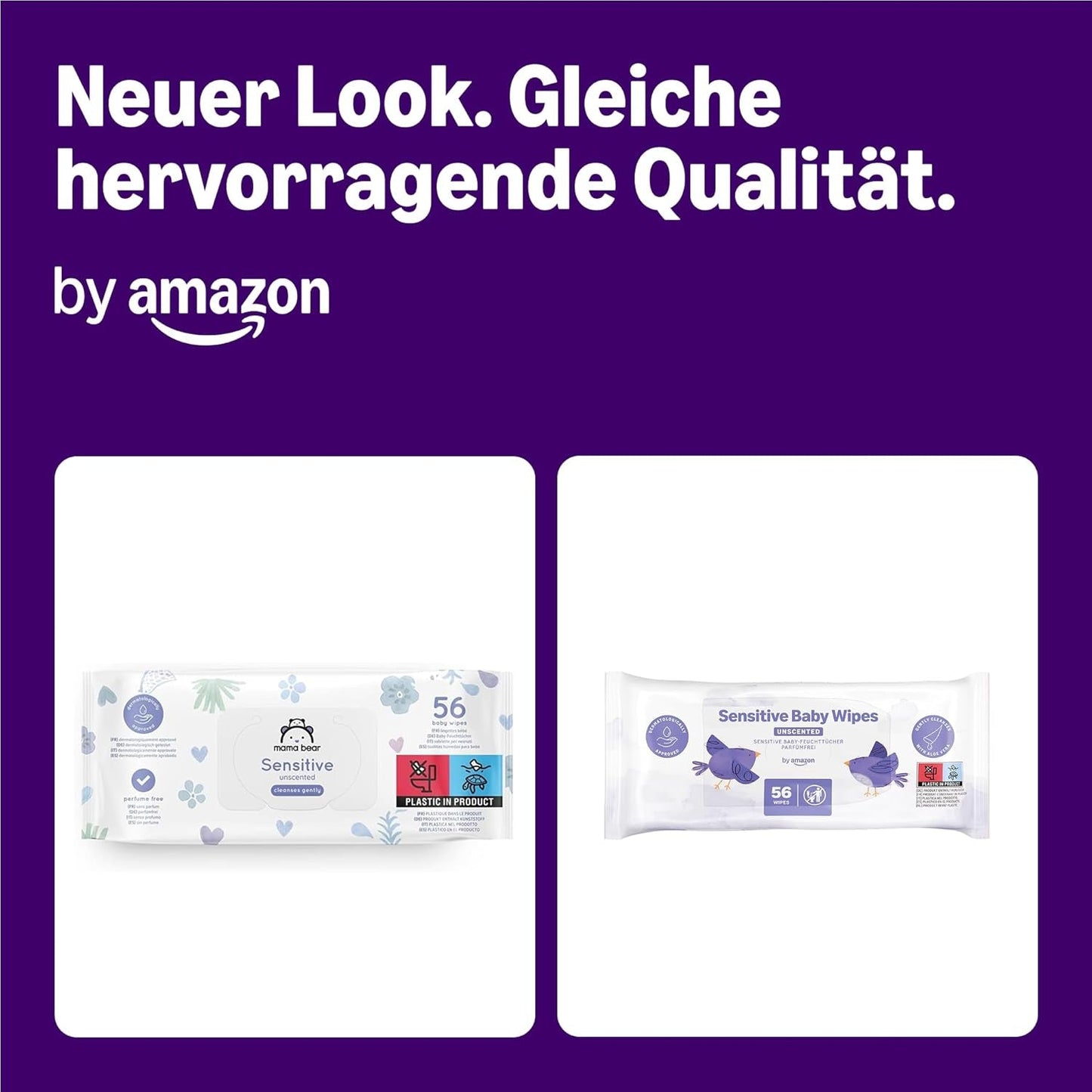 af Amazon Sensitive Baby Tücher, Unparfümiert, 1008 Feuchttücher, 18er-Packung á 56 Stück (Zuvor eine Marke von Mama Bear, gleiches Product)