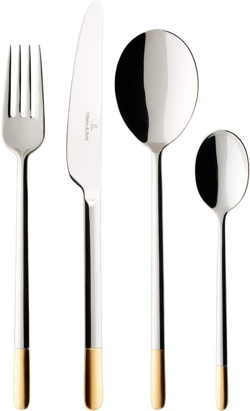 Villeroy & Boch - Ella Bestik delvist forgyldt guld, 30 styk, 6 personer, tåler opvaskemaskine, rustfrit stål Kitchen Naty Shop