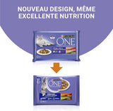 Purina One - Spezialfutter i Sauce Rind/Huhn/Ente und Turkeyhn für Katzen mit Appetit, 340 g