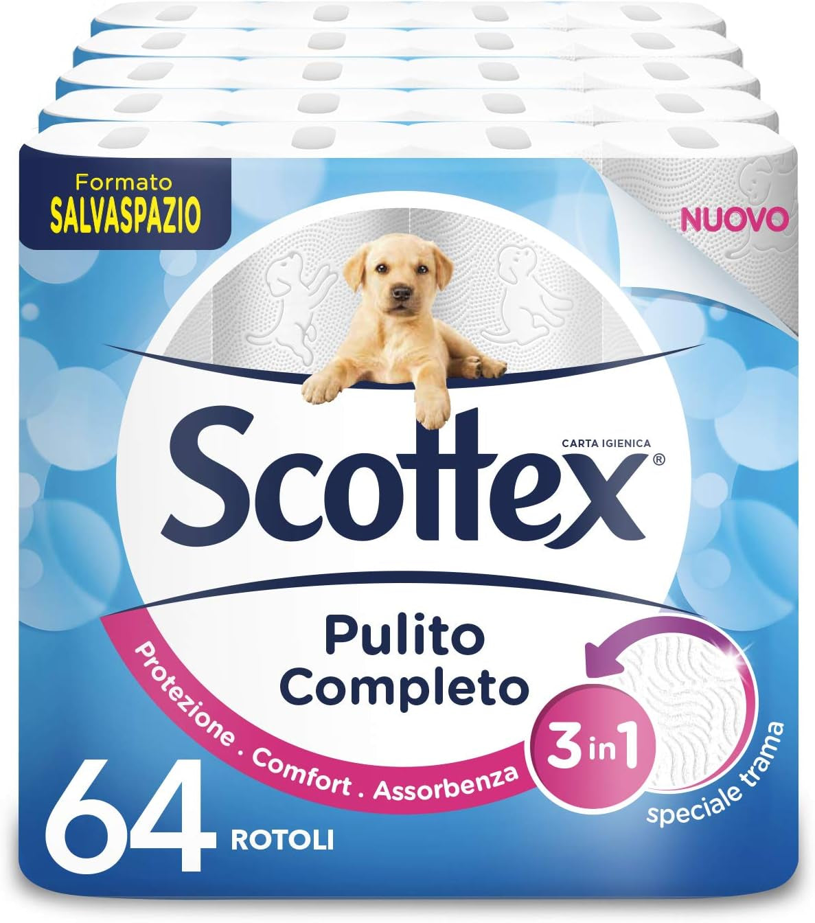 Toiletpapir, rent, pladsbesparende, 64 ruller