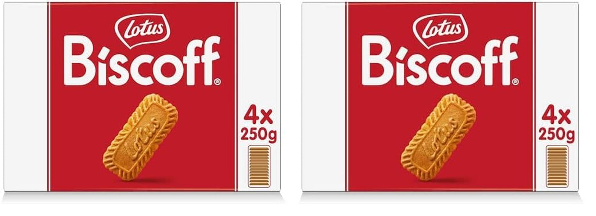 Lotus Biscoff | Originale karamelliserede kiks | Unik sprød smag | Vegansk | Ingen tilføjede smagsstoffer eller farver | 4 x 250g | 1 kg (pakke med 2)