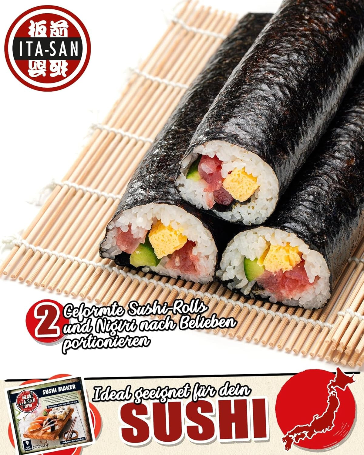 ITA-SAN Sushi Sæt (9-delt komplet sæt, ideel til begyndere, til prøve eller gave) 1 pakke