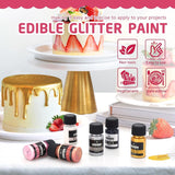 Spiselig flydende glitter - 6 farver metallisk glitter madfarve til kagepynt, bagning, muffins - spiseligt flydende glitter metallisk pulver til gør-det-selv kiks, fondant, kager