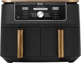 Ninja Foodi AF400EUCP MAX Dual Zone Airfryer, 9,5L Airfryer, 2 rum, med tang, non-stick coating Hvidevarer Naty Shop Standardtitel