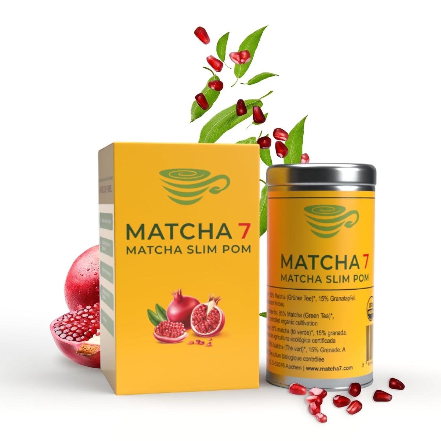 ® Ceremonial Matcha Powder X Granatæble 100G [Understøtter vægttab og stofskifte] - Grøn te for en aktiv og sund livsstil - Grøn te uden tilsætningsstoffer (ren og naturlig)