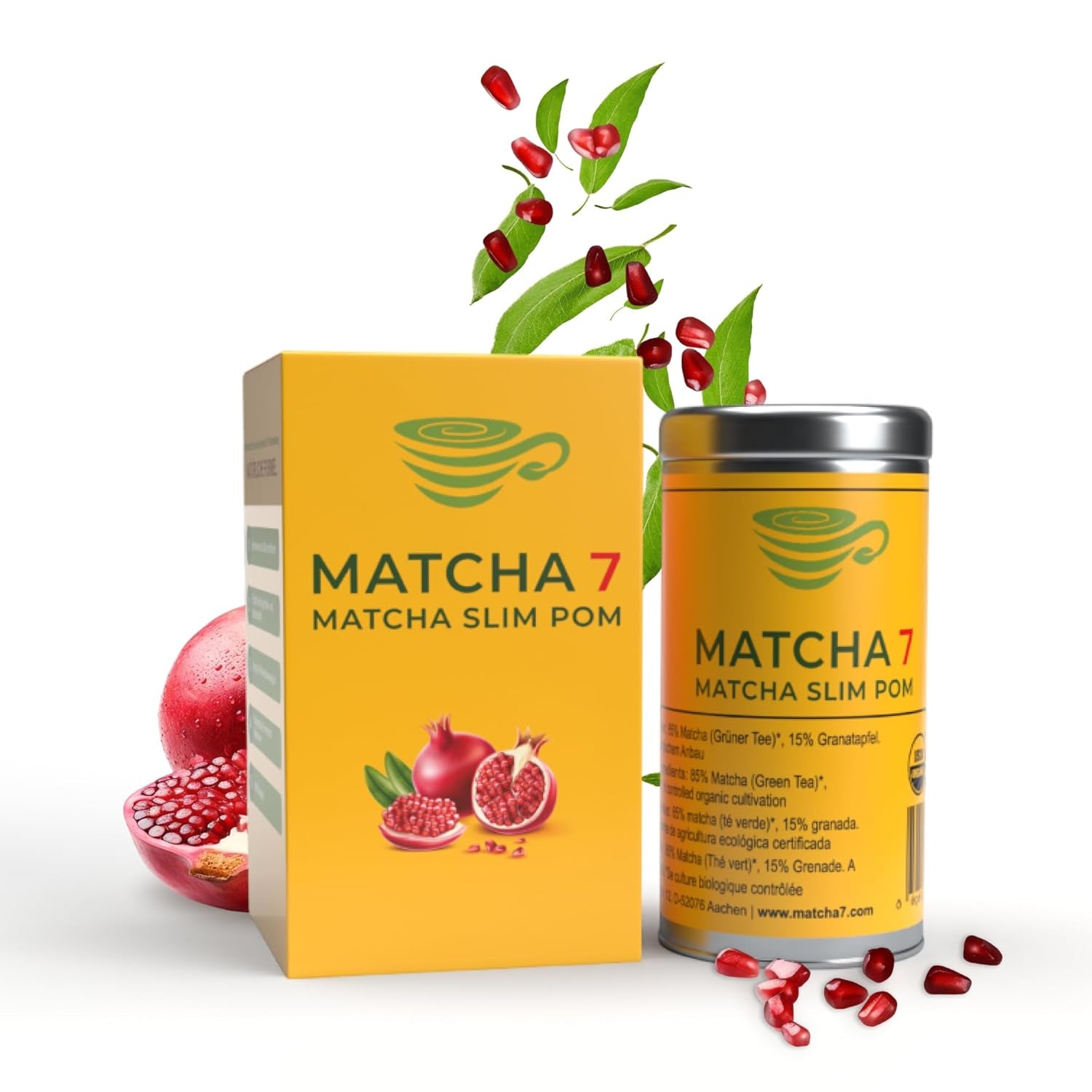 ® Ceremonial Matcha Powder X Granatæble 100G [Understøtter vægttab og stofskifte] - Grøn te for en aktiv og sund livsstil - Grøn te uden tilsætningsstoffer (ren og naturlig)