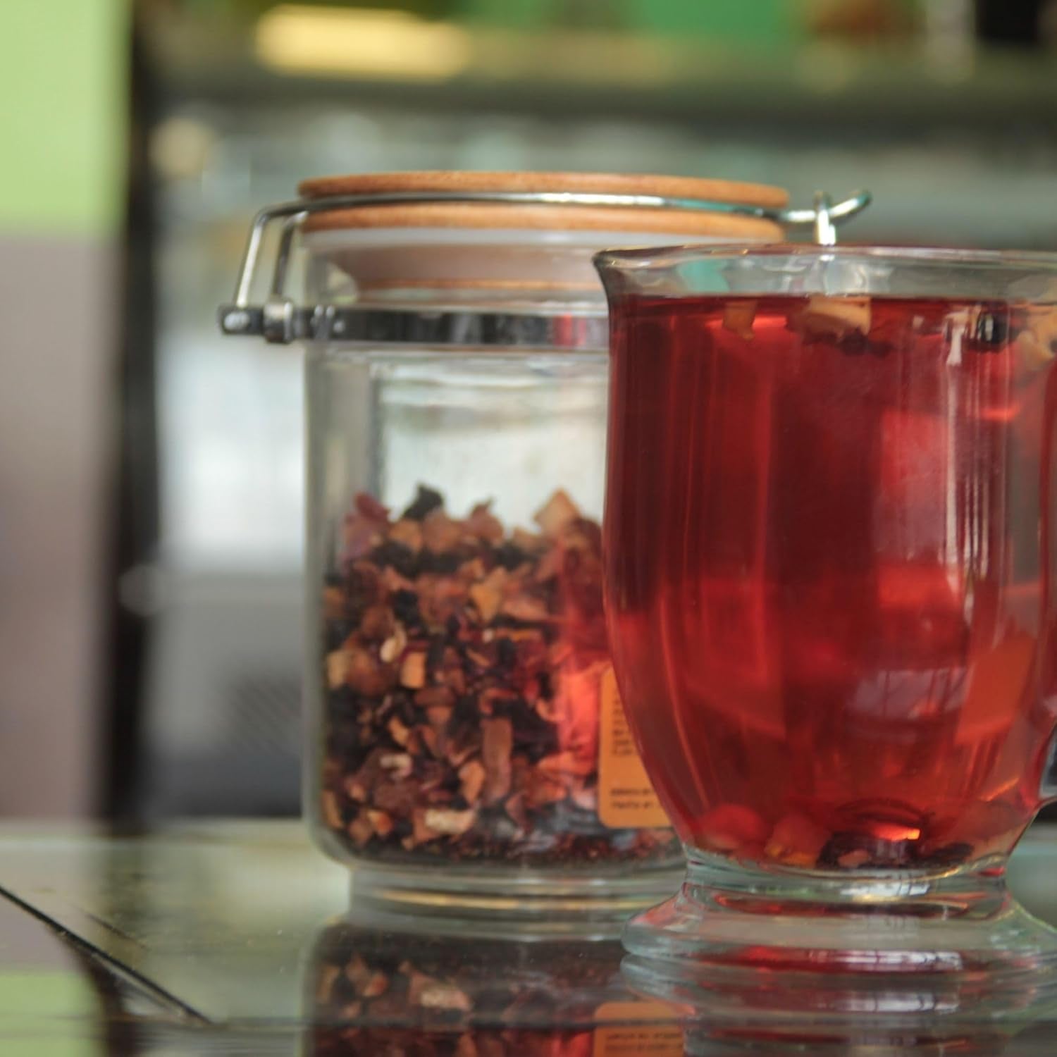 Frugtte – 100g Frugtblanding med smag med æble, hibiscus og kanel – Ziplock-pose, ca. 25 kopper – Ingen tilsætningsstoffer, pakket i Tyskland