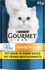 Gourmet Perle Delight våd kattefoder i sauce med kylling, pakke med 26 stk (26 x 85 g)