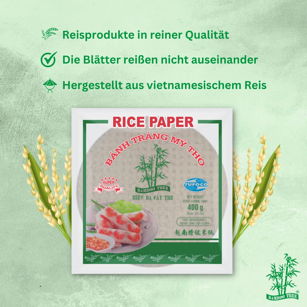 BAMBUTRÆ - Rispapir 22 cm. (Sommerruller) - 1 x 400 g