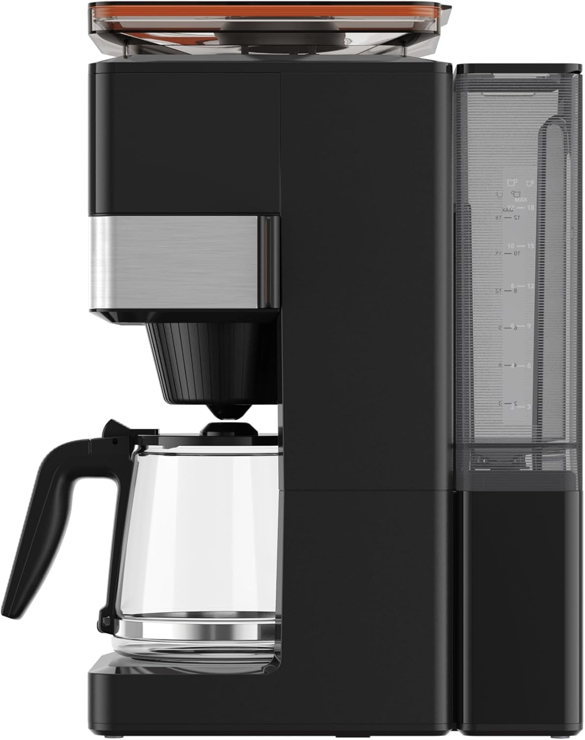 KRUPS Grind Aroma XL Espressomaskine, Aftagelig konisk kværn, Digital Kontrolpanel, XL Kapacitet (1,5 L), Hold varm funktion, Glaskaraffel, Sort/rustfrit stål, KM842810