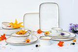 MÄSER Pintar Series Højkvalitets 4-personers porcelænssæt 16-delt åben glasur visuelle brune pletter og fine kanter håndlavet vintagelook porcelæn