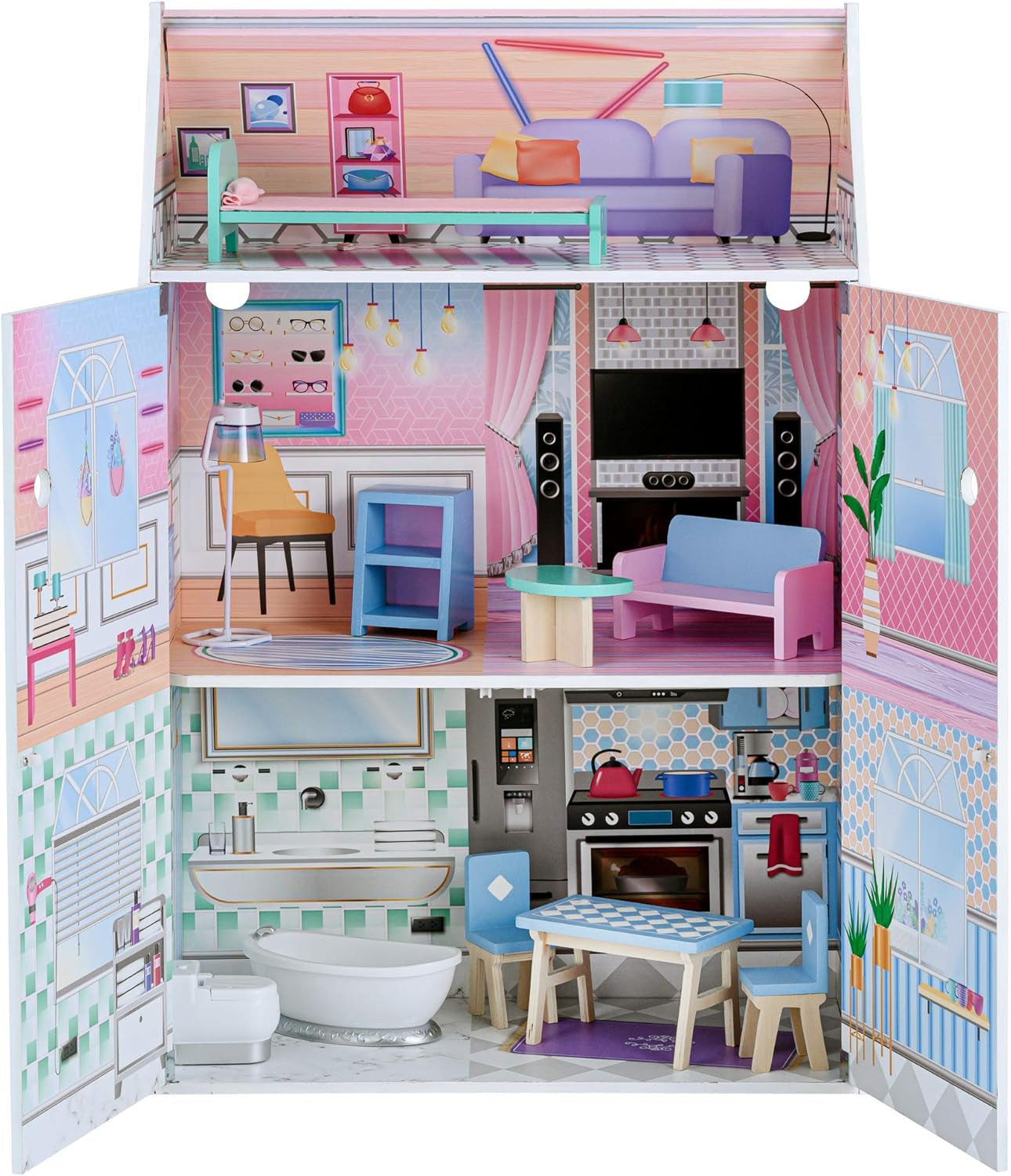 Olivias Little World Glasshouse Kids 12" dukkehus og 10 dukketilbehør 3,5" Multi Td-12518D dukkehuse Naty Shop