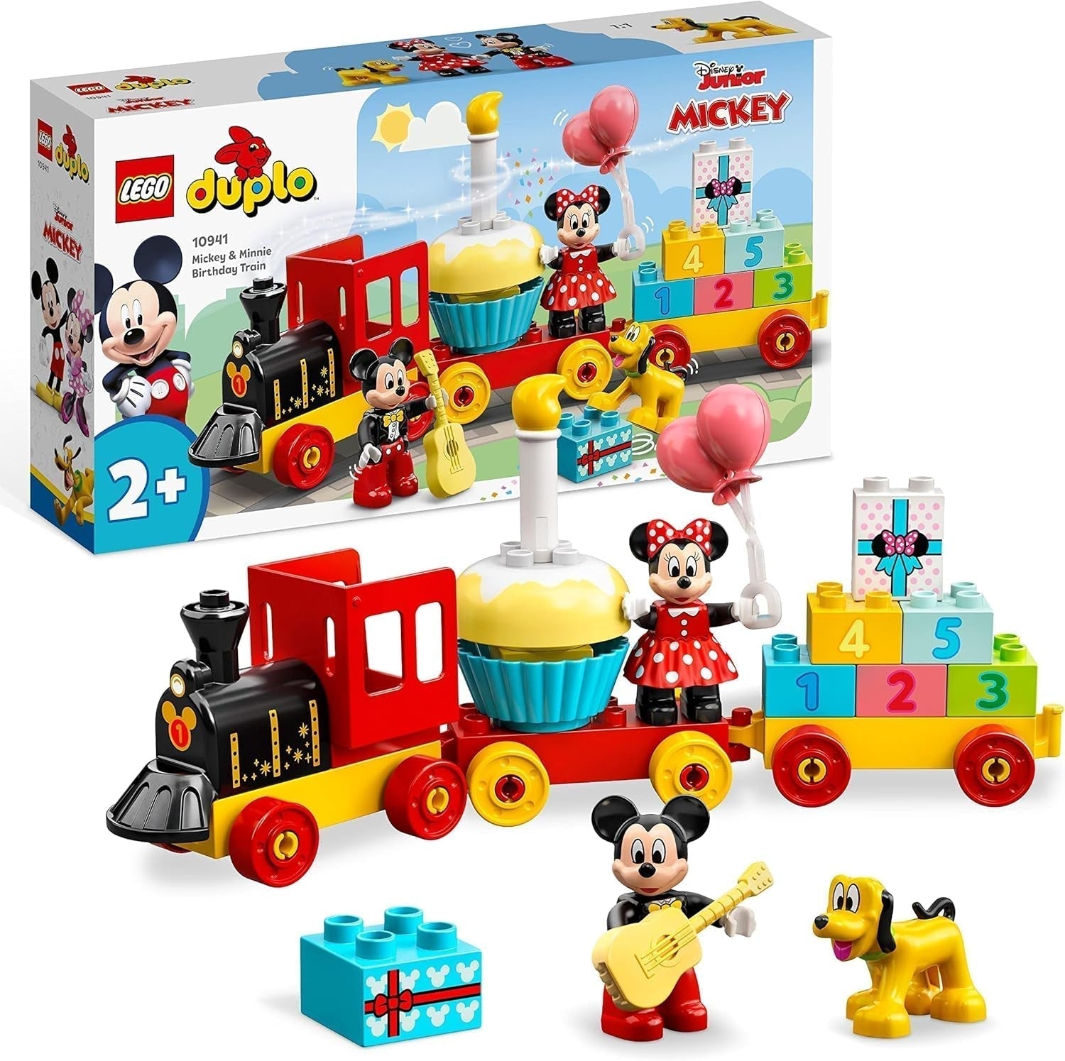 LEGO 10941 DUPLO Disney Mickey og Minnie fødselsdagstog, legetøjstog med kage og balloner, gave til børn på 2 år og derover Byggesæt Besuche den LEGO-Store Singur