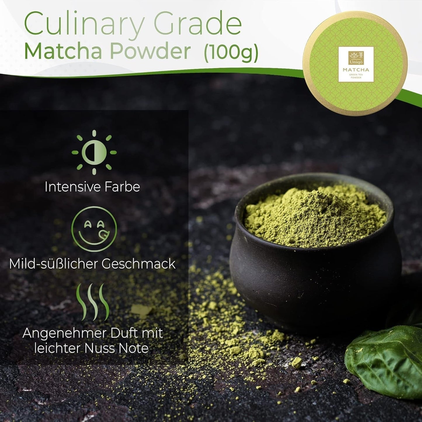 Uniqo Matcha tepulver 200 g i genopfyldelig økologisk emballage