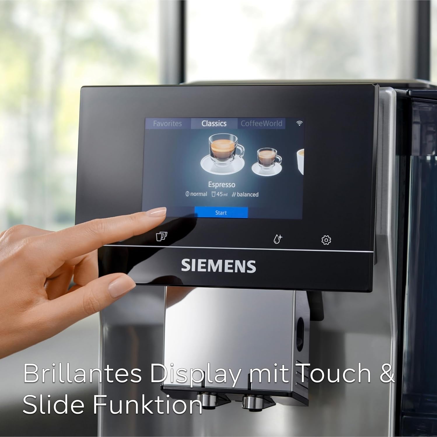Automatisk espressomaskine Siemens EQ700 classic TP715D01, app-kontrol, koldbryggning, intuitiv touch-display, op til 10 individuelle kaffekreationer som favoritter, automatisk damprensning, 1500 W, sølvgrå