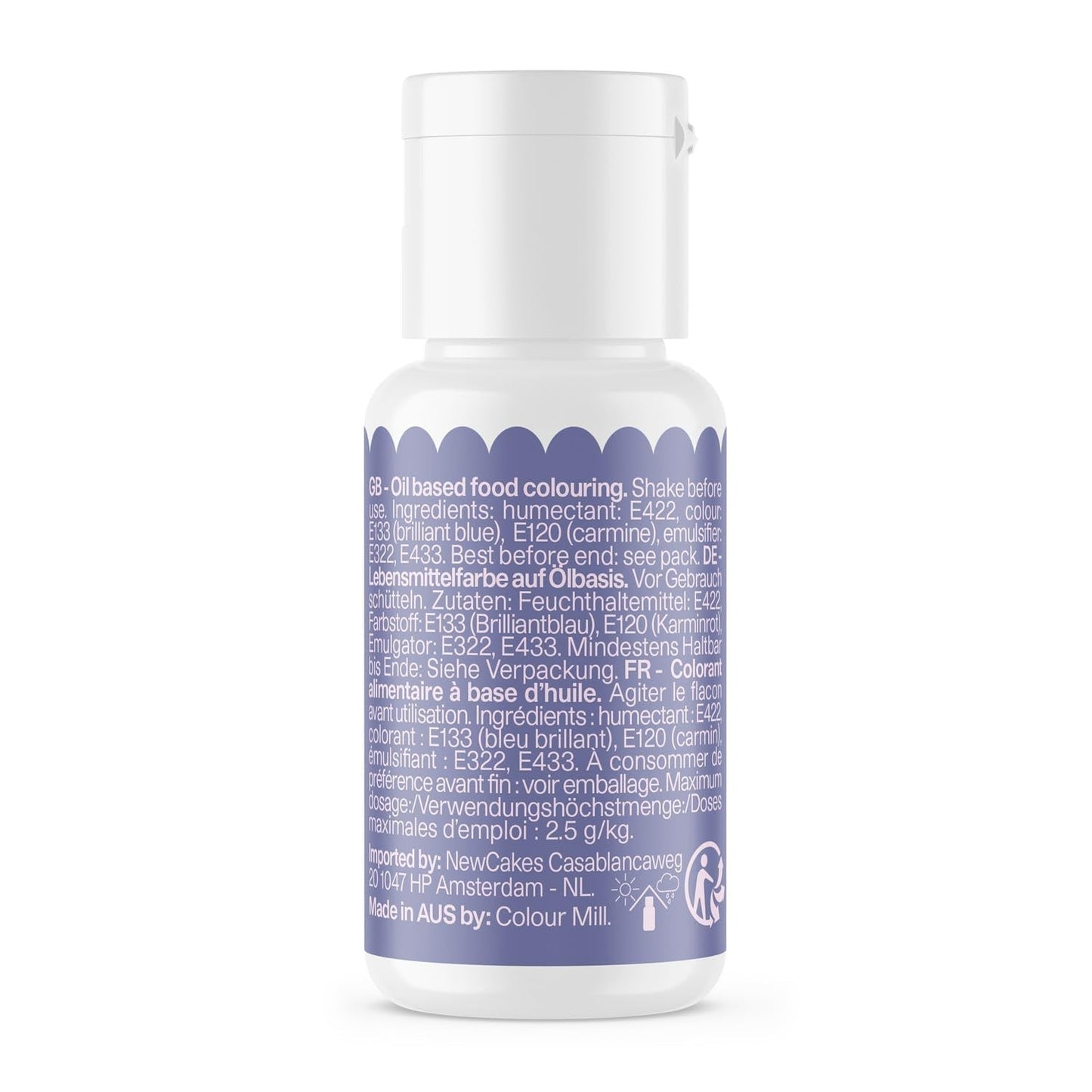 Oliebaseret madfarve Color Mill Blend Violet - Madfarve til chokolade, fondant, muffins, kager, bagning, makroner - Madfarve til dekoration af kager - 100 ml