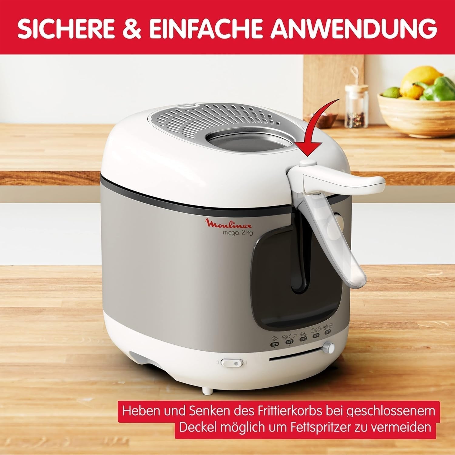 Frituregryde AM4800 Mega 2Kg, oliefrituregryde, lugtfilter, 1800 W Hvidevarer Naty Shop