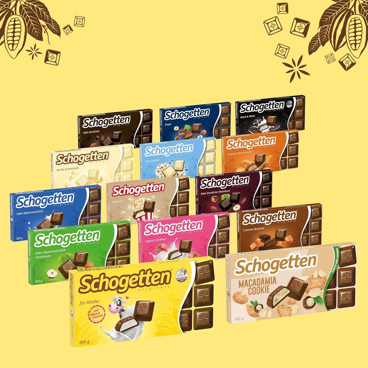 Schogetten til børn, chokoladebar 100g, mælkechokolade med cremet mælkefyld, praktisk portionsanrettet. En delikatesse. Stykke for stykke.