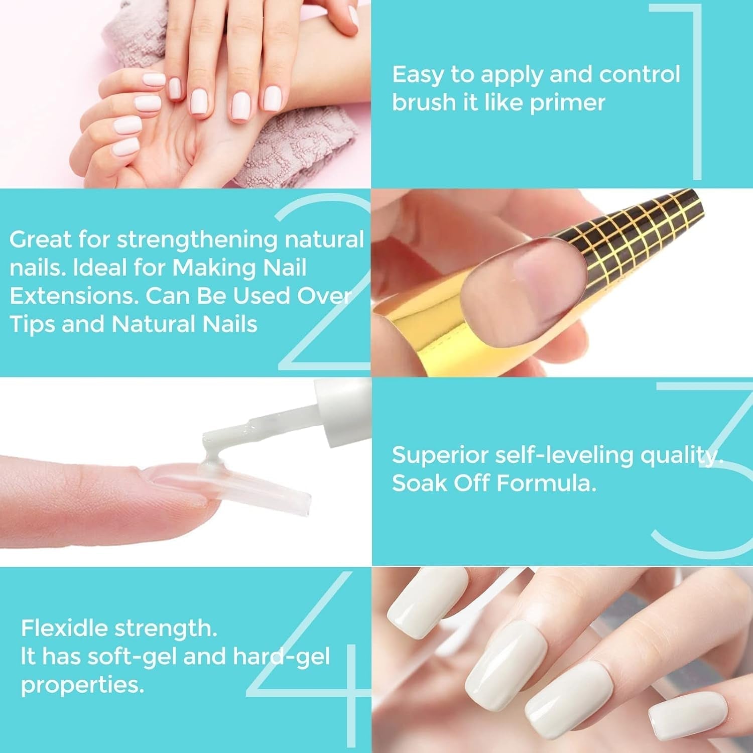 Builder 5 i 1 Builder Gel 15ml, Nail Builder Gel, Nail Builder Gel, UV/LED Nail Extension Neglelak, Extensions, Nail Art, Stickers, Gel Nail Builder Gel (hvid)