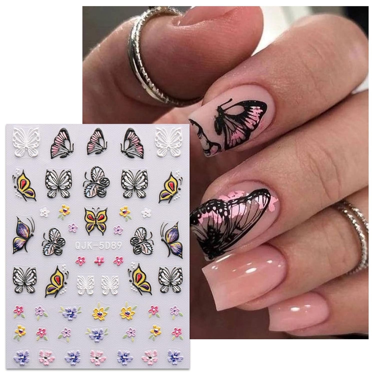 JMEOWIO 6 Blatt 3D Nagelsticker Ostern Nail Art Sticker Selbstklebend Nagelaufkleber 5D Stereoskopisk Süßer Hase Ei Dekoration Nageldesign Zubehör