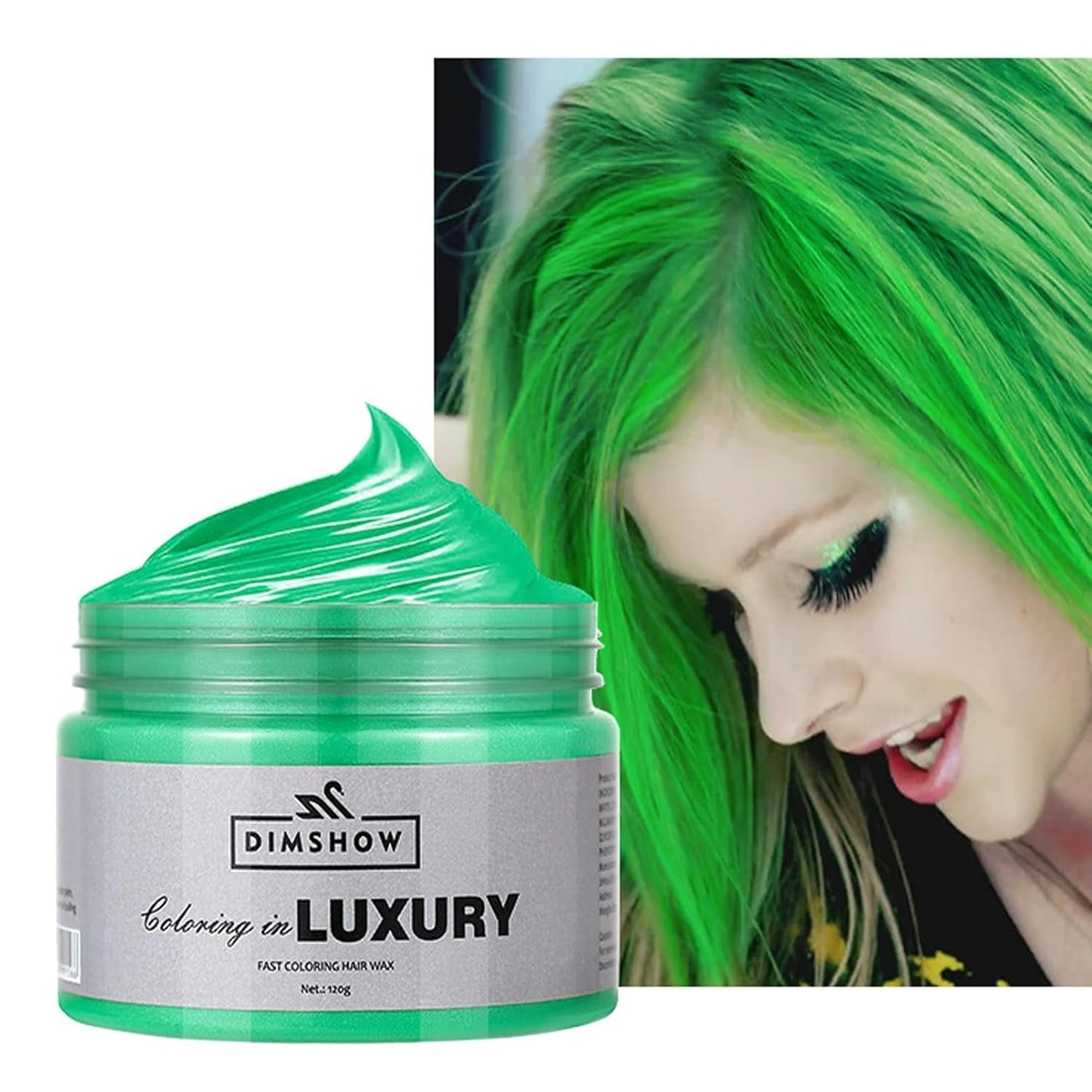 Midlertidig grøn hårvoks, skøre grøn midlertidig hårspray, vaskbar semi-permanent mudder, engangs-hårfarve, instant styling-hårpasta-mudder, naturlig hårfarve til fester, aktiviteter og Halloween Naty Shop Hair Dye Standardtitel