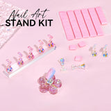 Makartt Akryl negleholder, magnetisk negleholder, negleholder, transparent pink negleholder med 48 klæbende kit