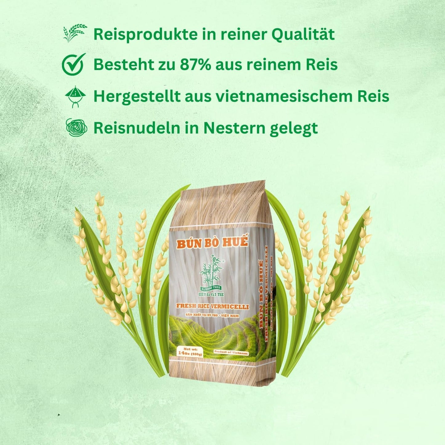 BAMBUTRÆ - Bun Bo Hue risnudler - (1 X 400 G)