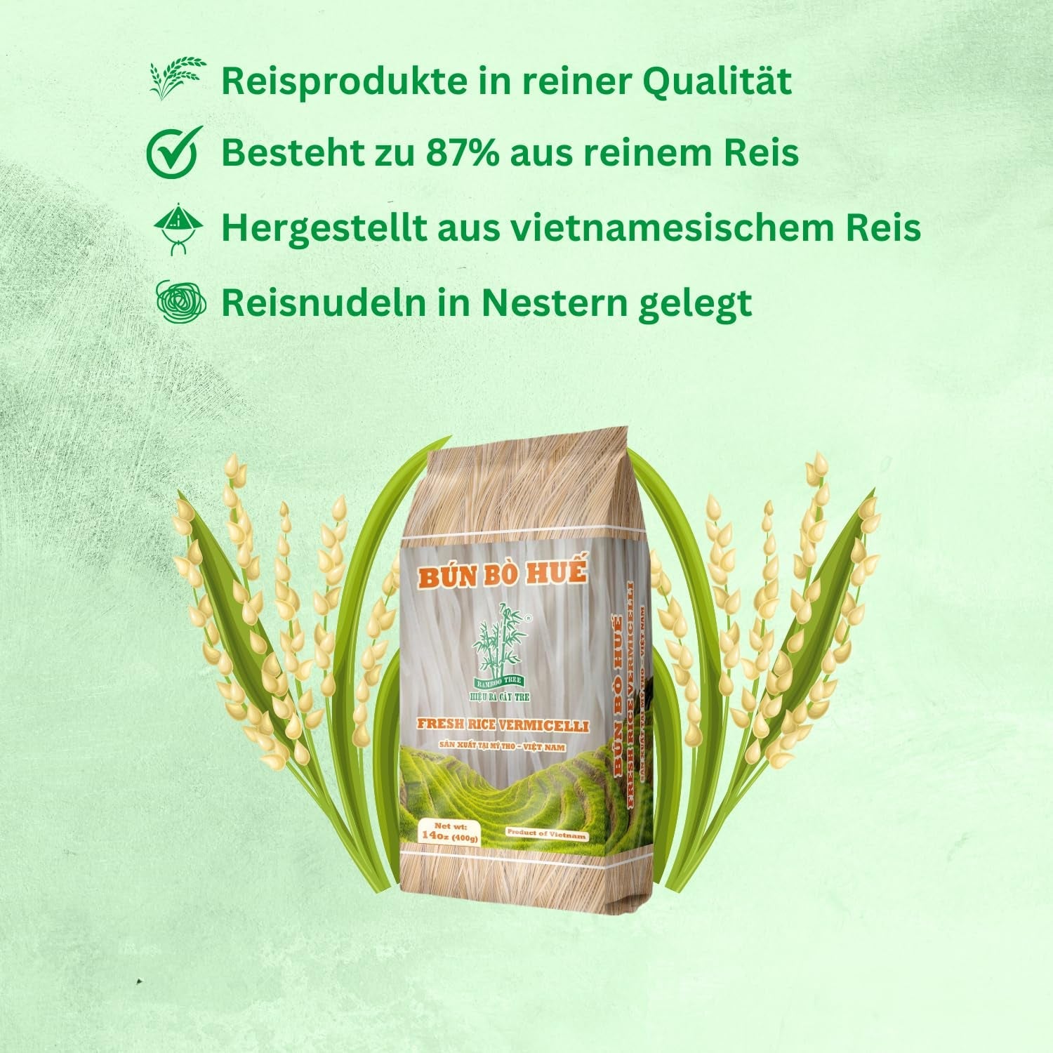 BAMBUTRÆ - Bun Bo Hue risnudler - (1 X 400 G)