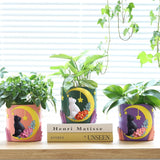 GUGUGO Cute Moon Cat urtepotter, unik blomsterpotte med dræning, regnbuefarver, små potteplanter, sjove sukkulente havepotter, gave, boligdekoration (C)