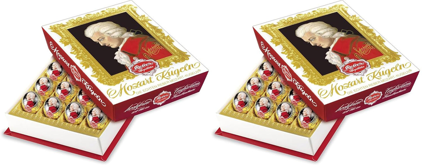 Reber Mozart kugler med mørk chokolade, pakke med 6 med marcipan og nougat, vegansk - 1 x 120 g