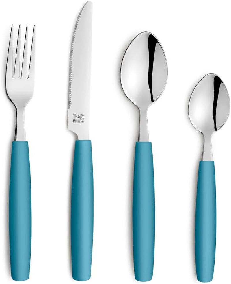 Beckmann & Rommerskirchen 2515 VALOA Besteck sæt 4 personer | 16-Teilig | Olie | Spülmaschinenfest | Hochglanzpoliert | Essbesteck: 4X Messer, Gabel, Esslöffel, Kaffeelöffel Kitchen Naty Shop Benzin