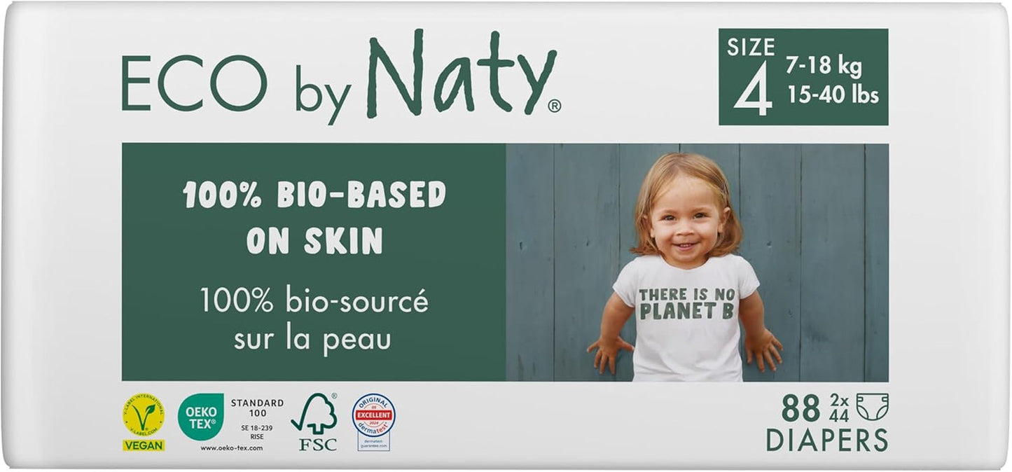 Eco Diapers Eco fra Naty Baby Eco Diapers - premium økologiske bleer, miljøvenlige, lavet af plantebaserede materialer, ideel til følsom babyhud (størrelse 5 - 80 stk.)