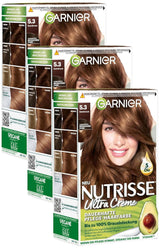 Garnier Nutrisse Permanent Care Hårfarve med nærende frugtolier 8 Week Hold Color Ultra Crème Tint 053 Velvet Brown (pakke med 3) Naty Shop Hårfarve Standardtitel