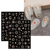 JMEOWIO Nagelsticker Mond Stern Sonne 10 Blatt Nail Art Sticker Selbstklebend Nagelaufkleber Bunt Dekoration Nageldesign Zubehör